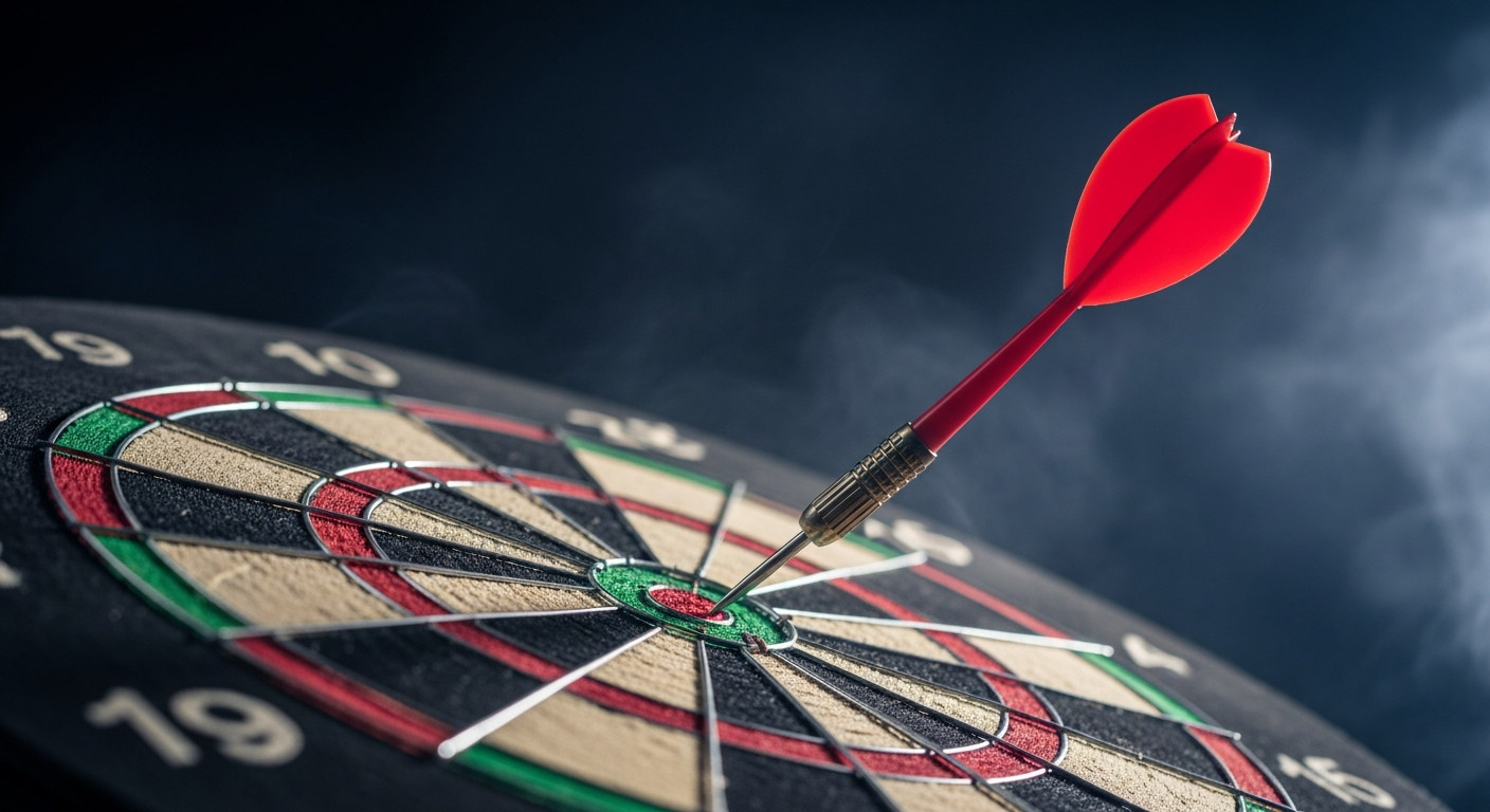 Dart piercing a bullseye